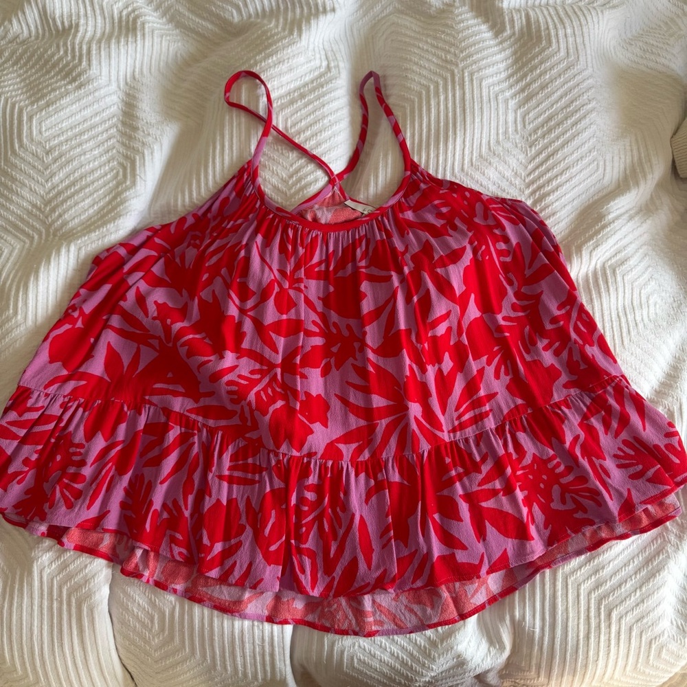 Red and Pink Floral Tank Top